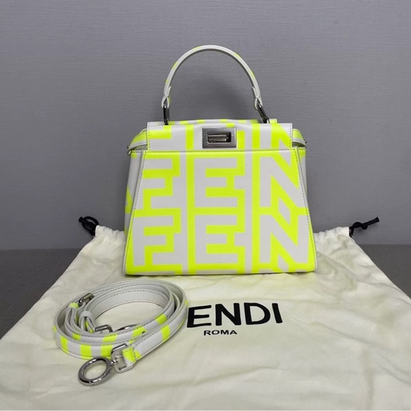 Fendi peekaboo mini Women's Neon Yellow and White Bag - Picture 1 of 7
